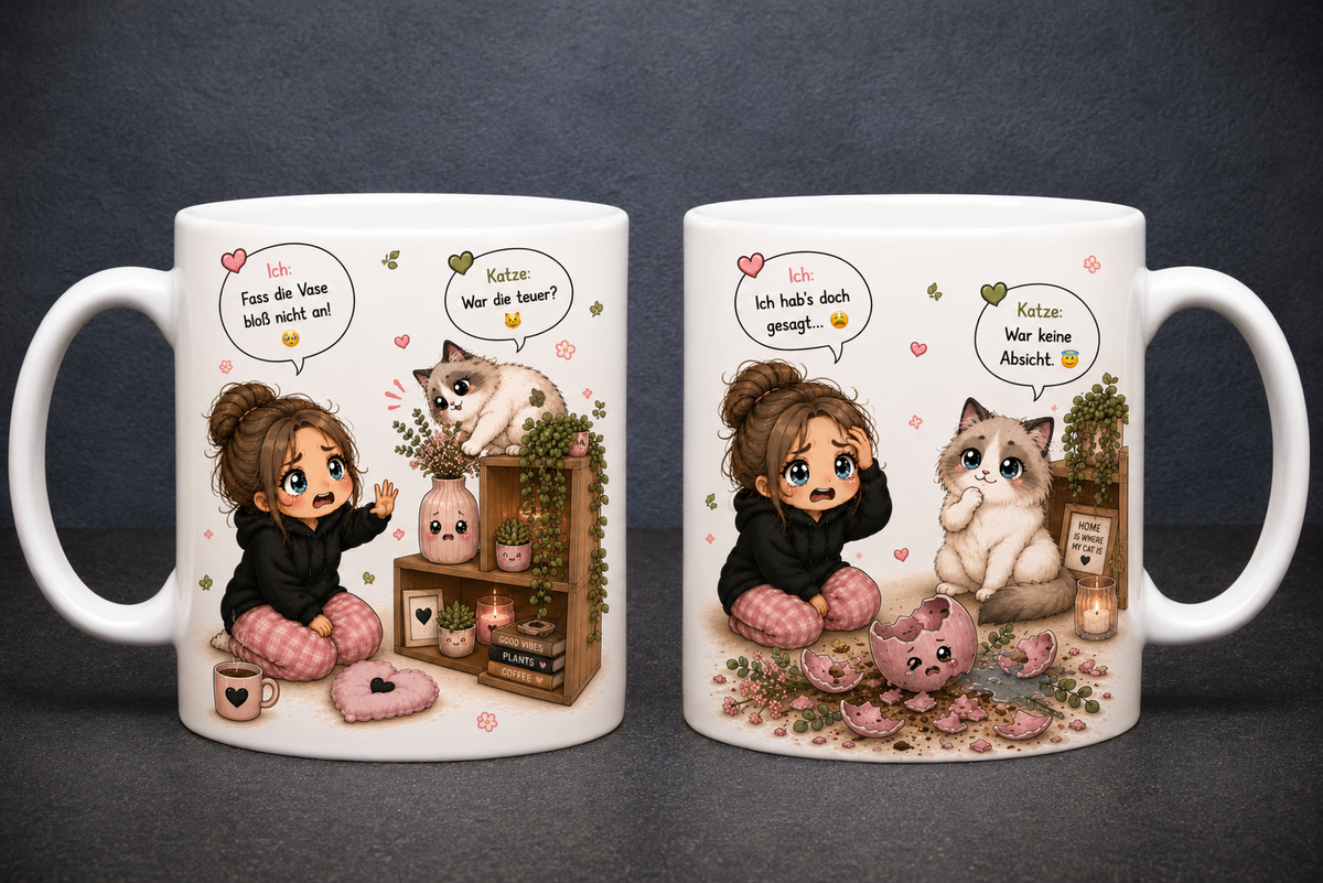 Tasse Katze & Vase