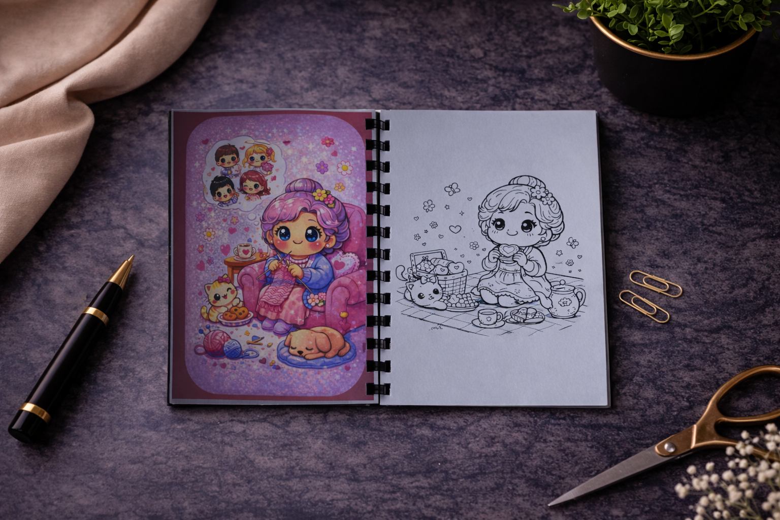 Süße Oma Kawaii Malbuch