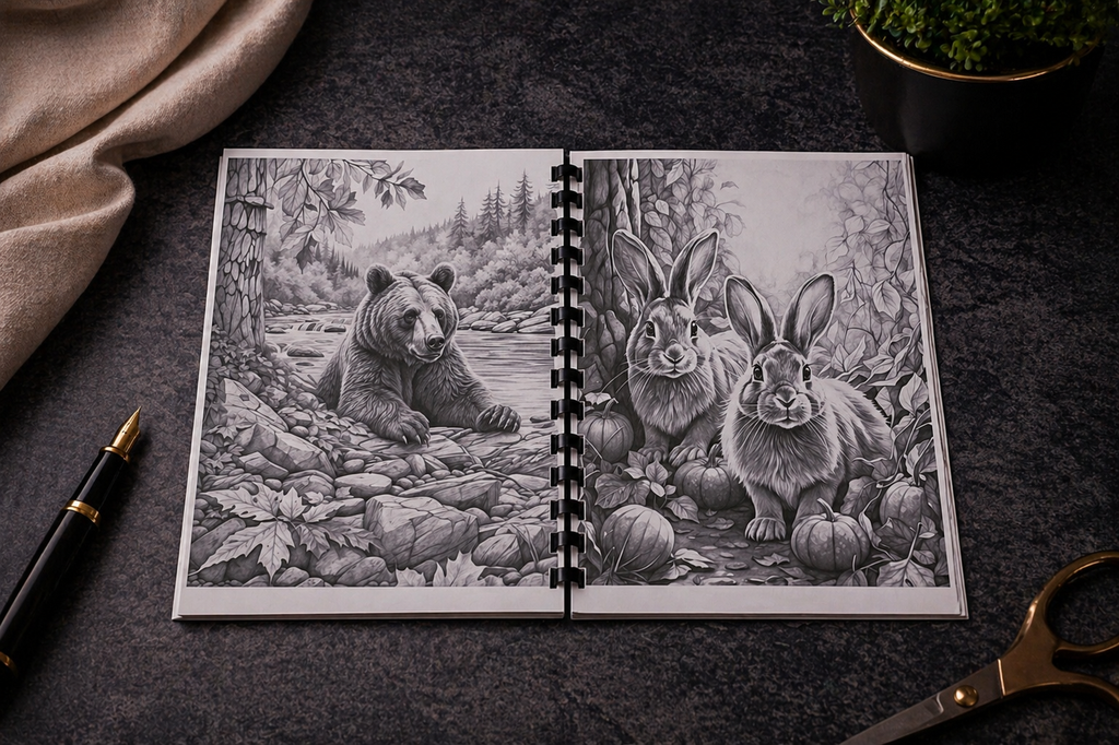 Fall Tiere Malbuch