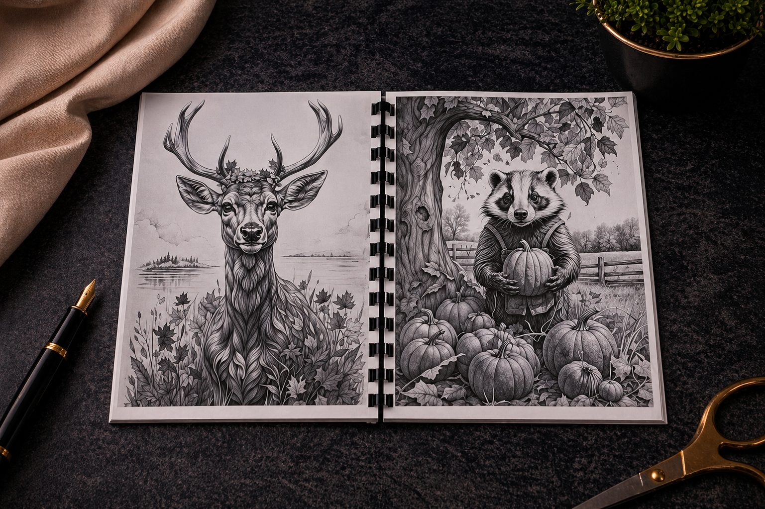 Fall Tiere Malbuch