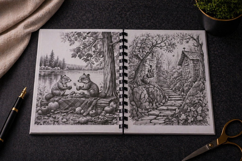 Fall Tiere Malbuch