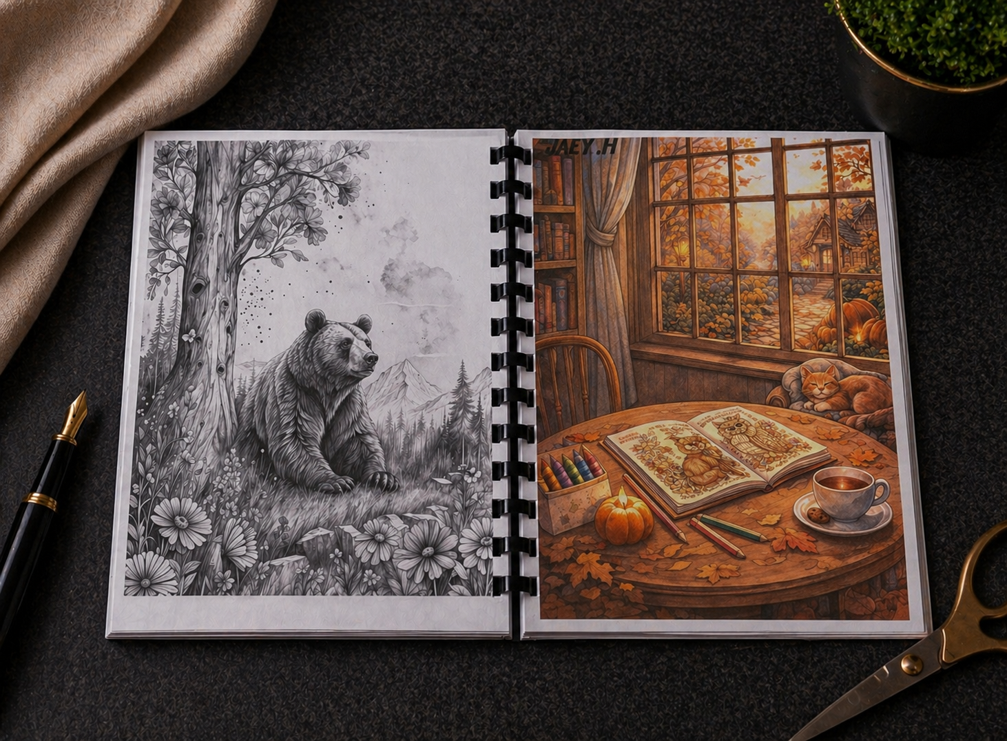 Fall Tiere Malbuch