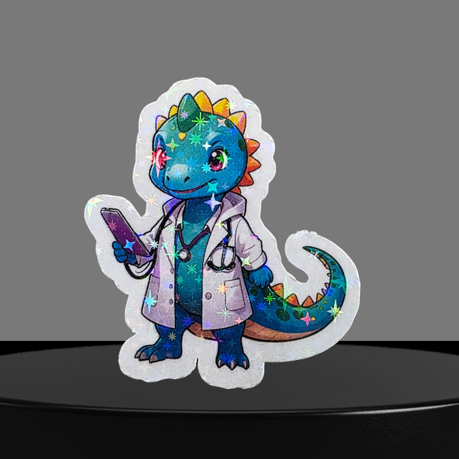 Arzt Dino Glitzer Sticker