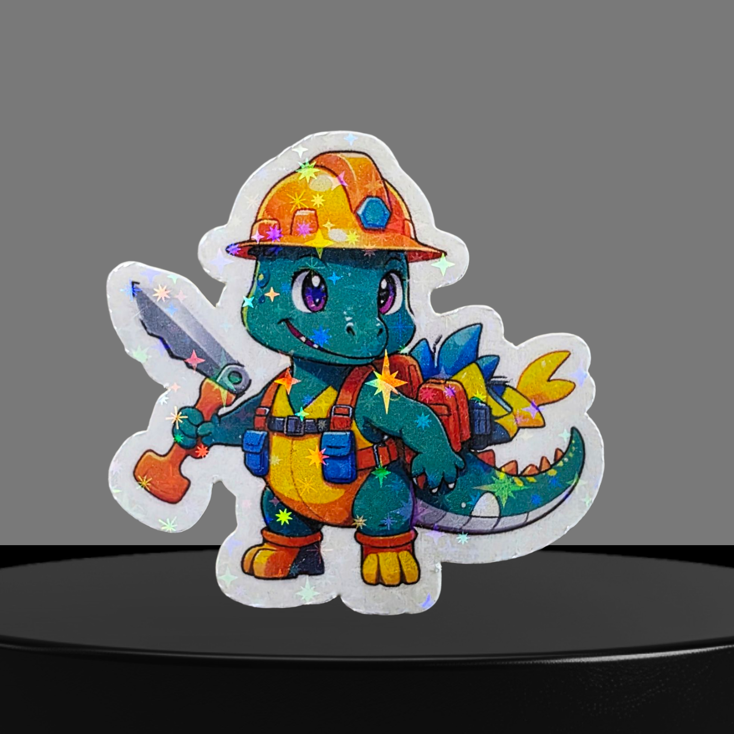 Bauarbeiter Dino Glitzer Sticker