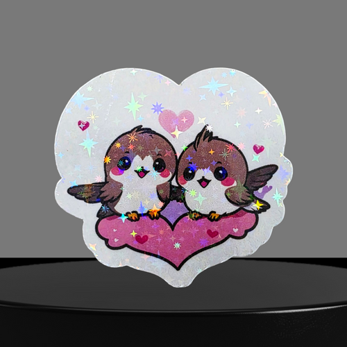 2 Vögel Glitzer Sticker