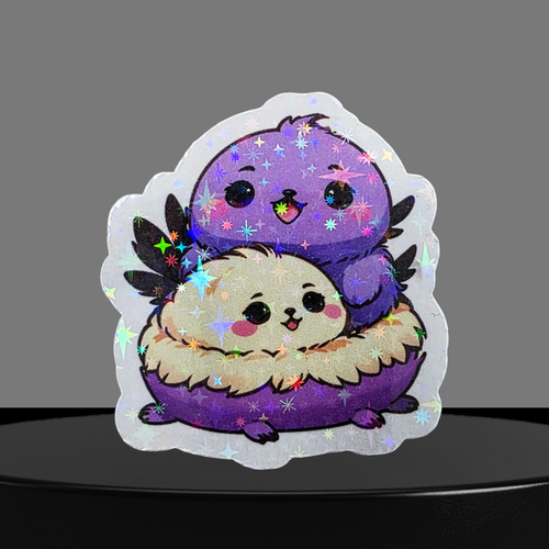 2 Vögel im Nest Glitzer Sticker