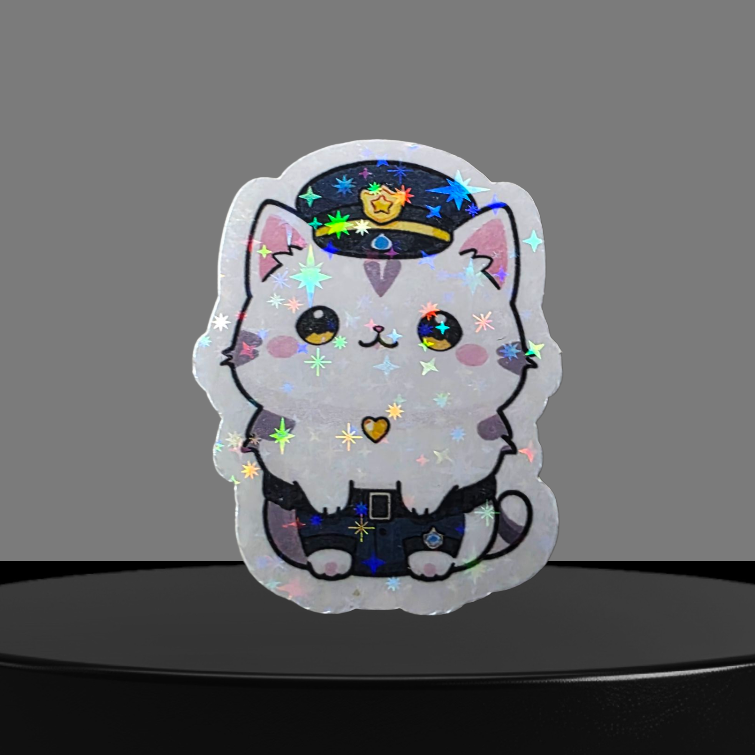 Polizei Katze Glitzer Sticker