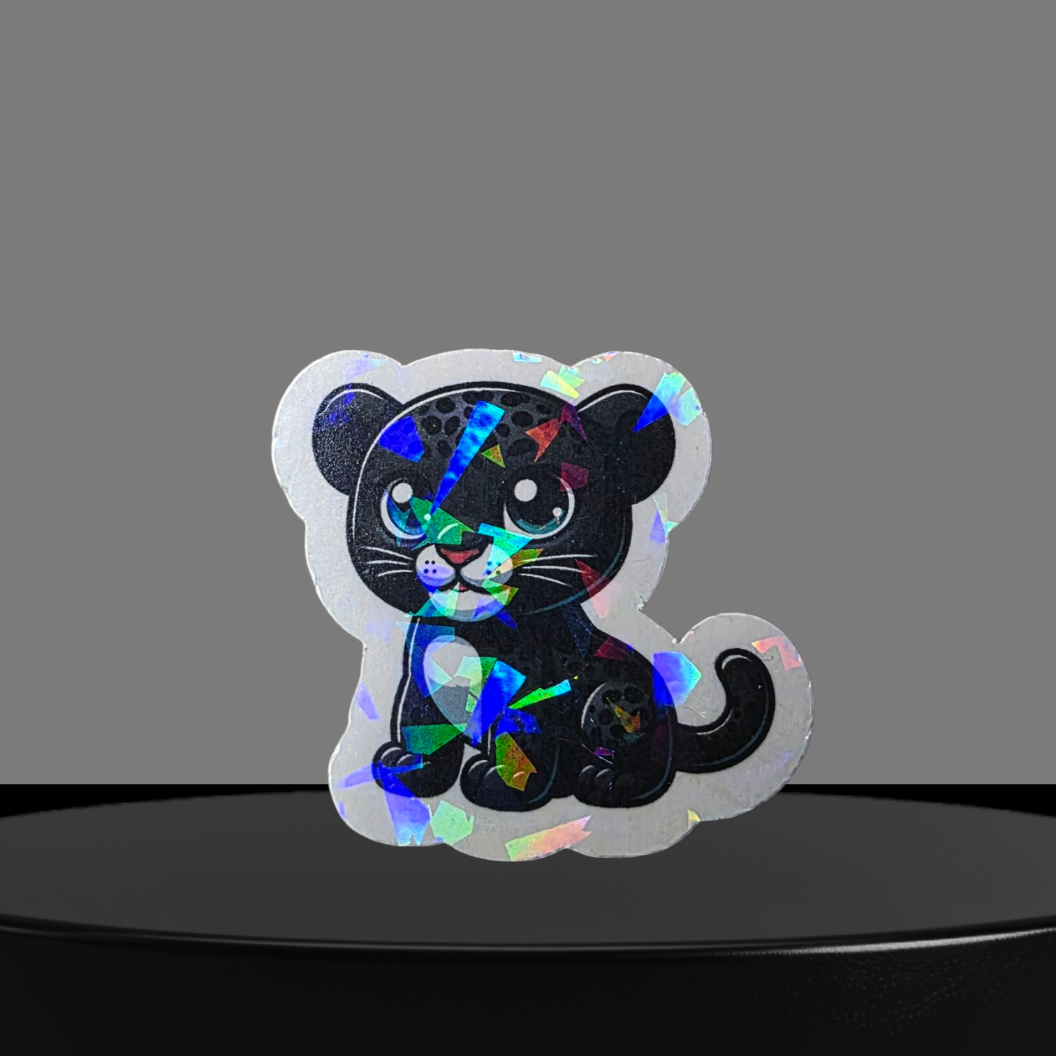 Schwarzer Baby Leopard Glitzer Sticker