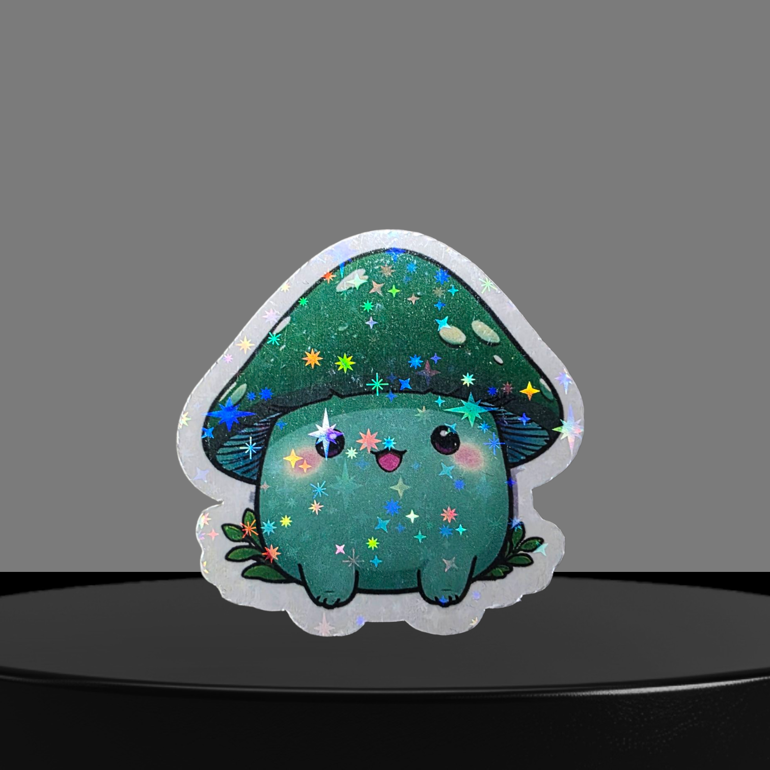 Grüner Pilz Glitzer Sticker