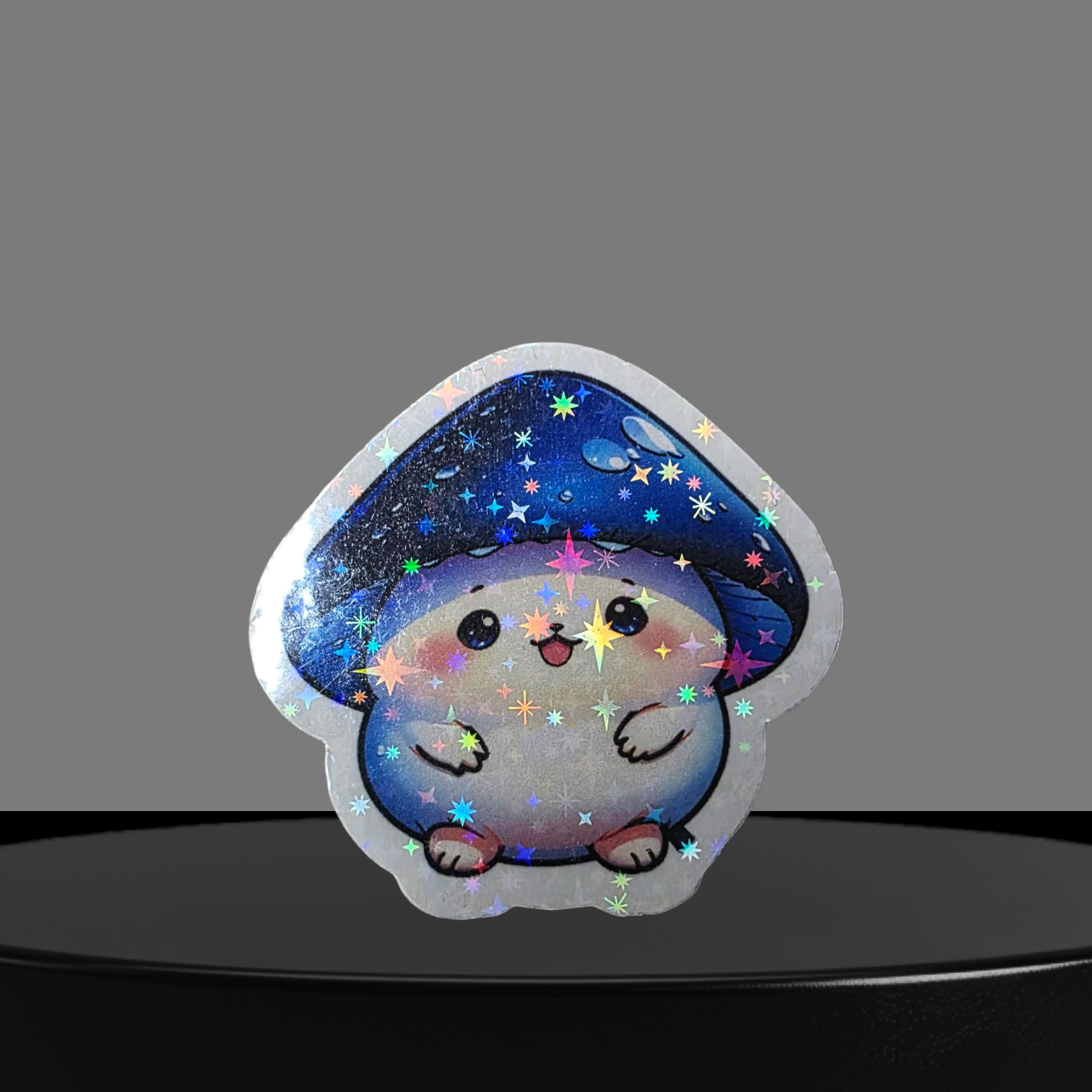 Blauer Pilz Glitzer Sticker