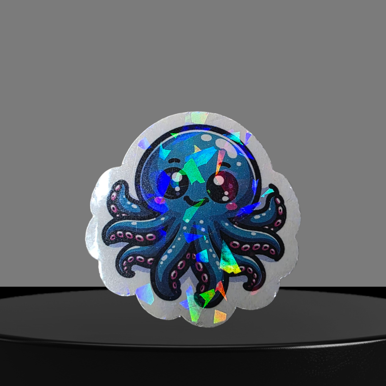 Blauer Oktopus Glitzer Sticker