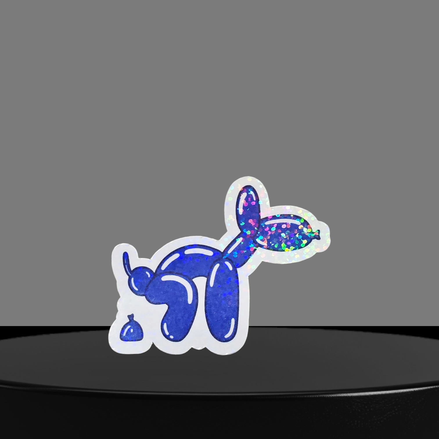 Blauer Lufballon Hund Glitzer Sticker