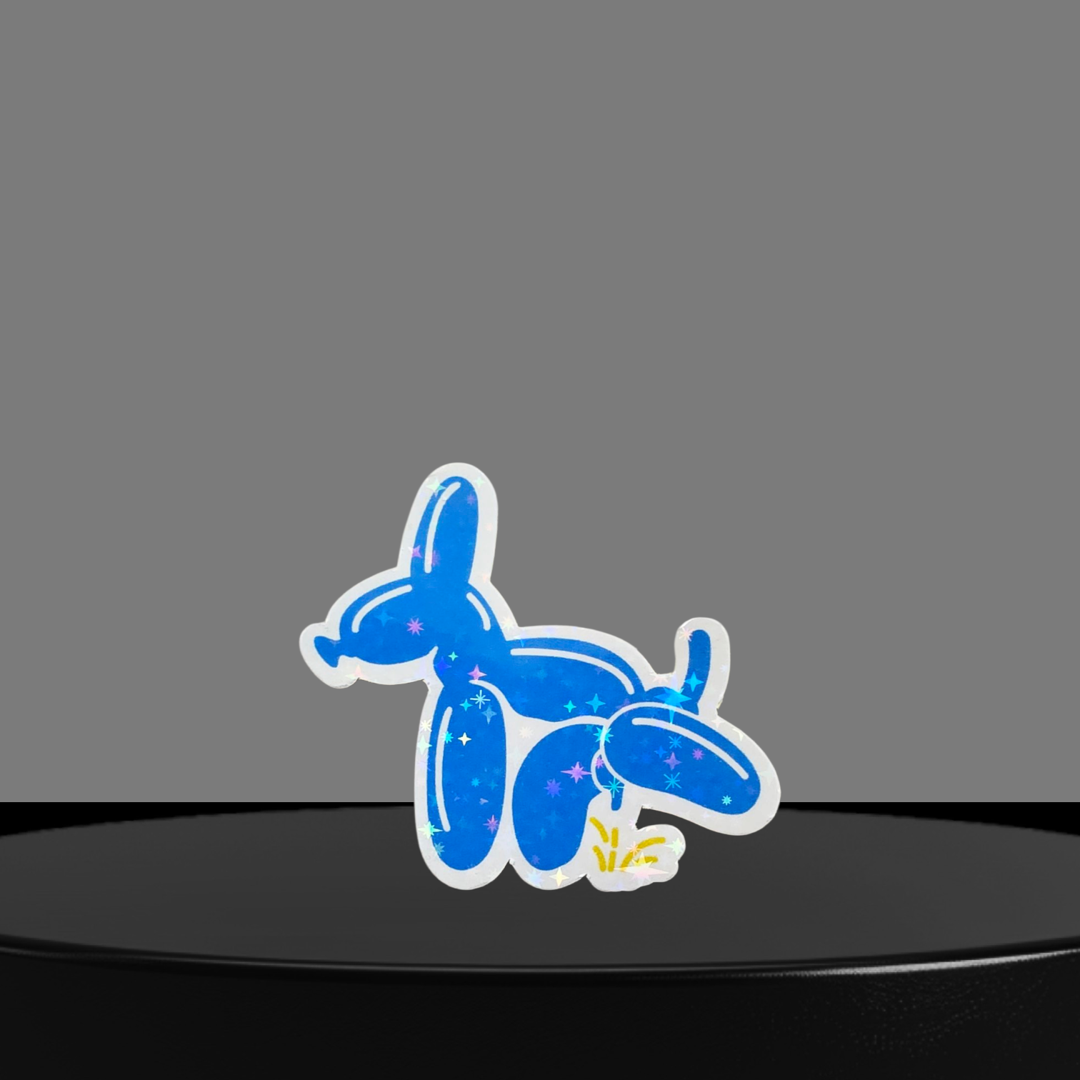 Blauer Lufballon Hund Glitzer Sticker