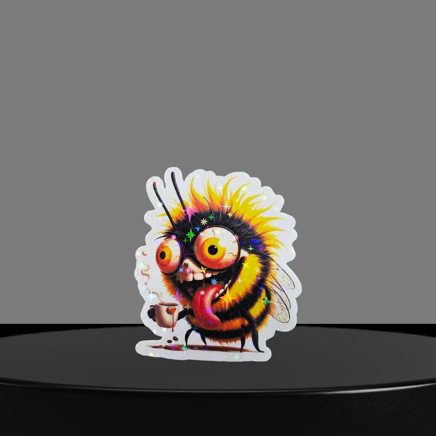 Biene mit Kaffee Glitzer Sticker