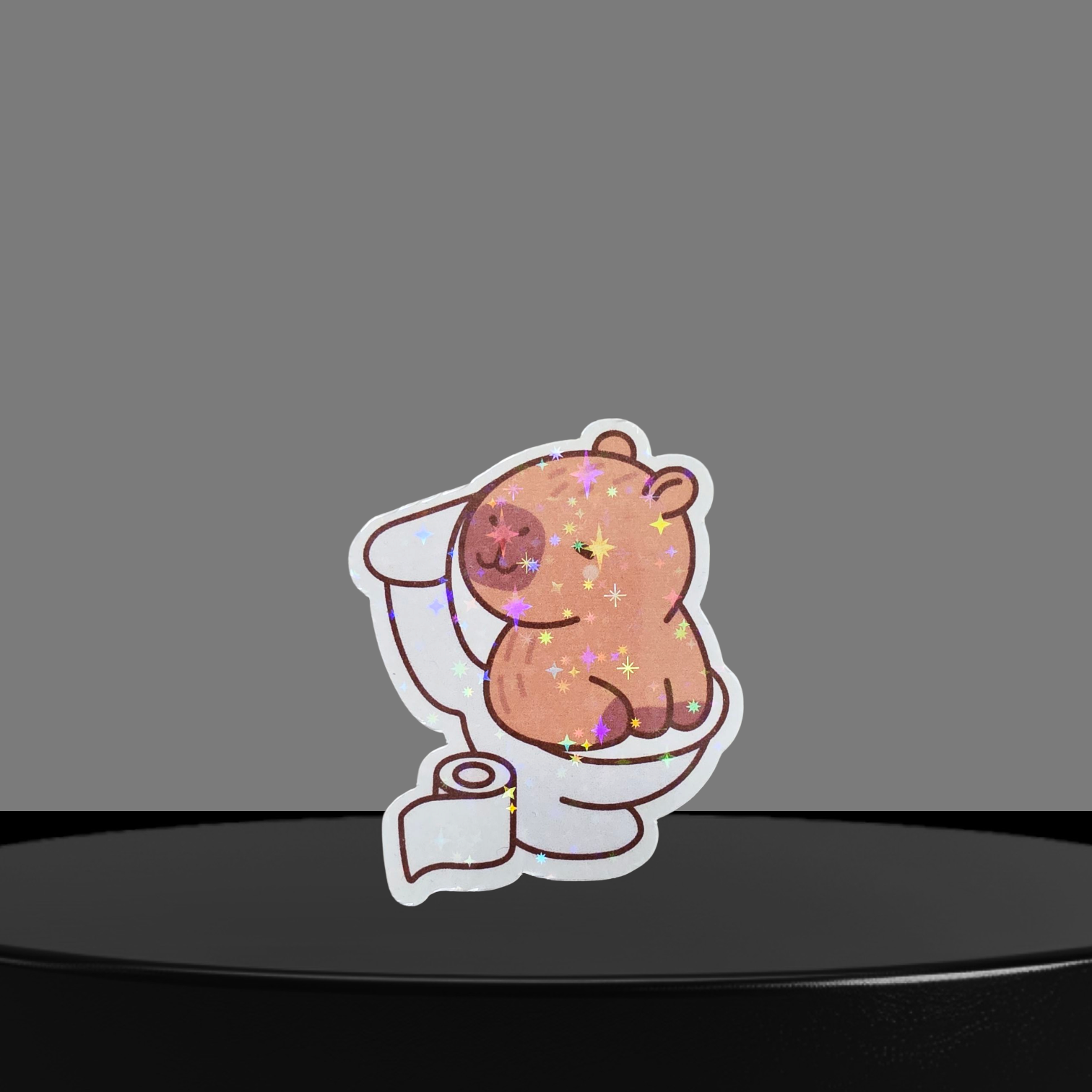 Capybara auf Toilette Glitzer Sticker