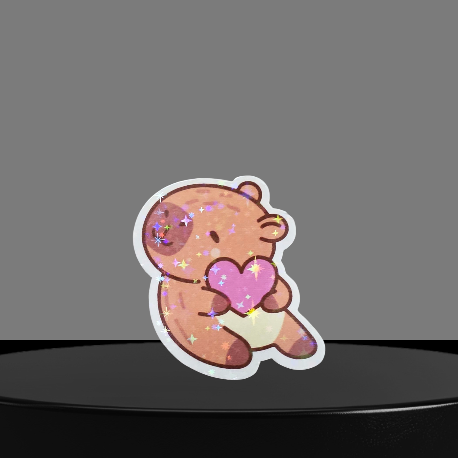 Capybara mit Herz Glitzer Sticker