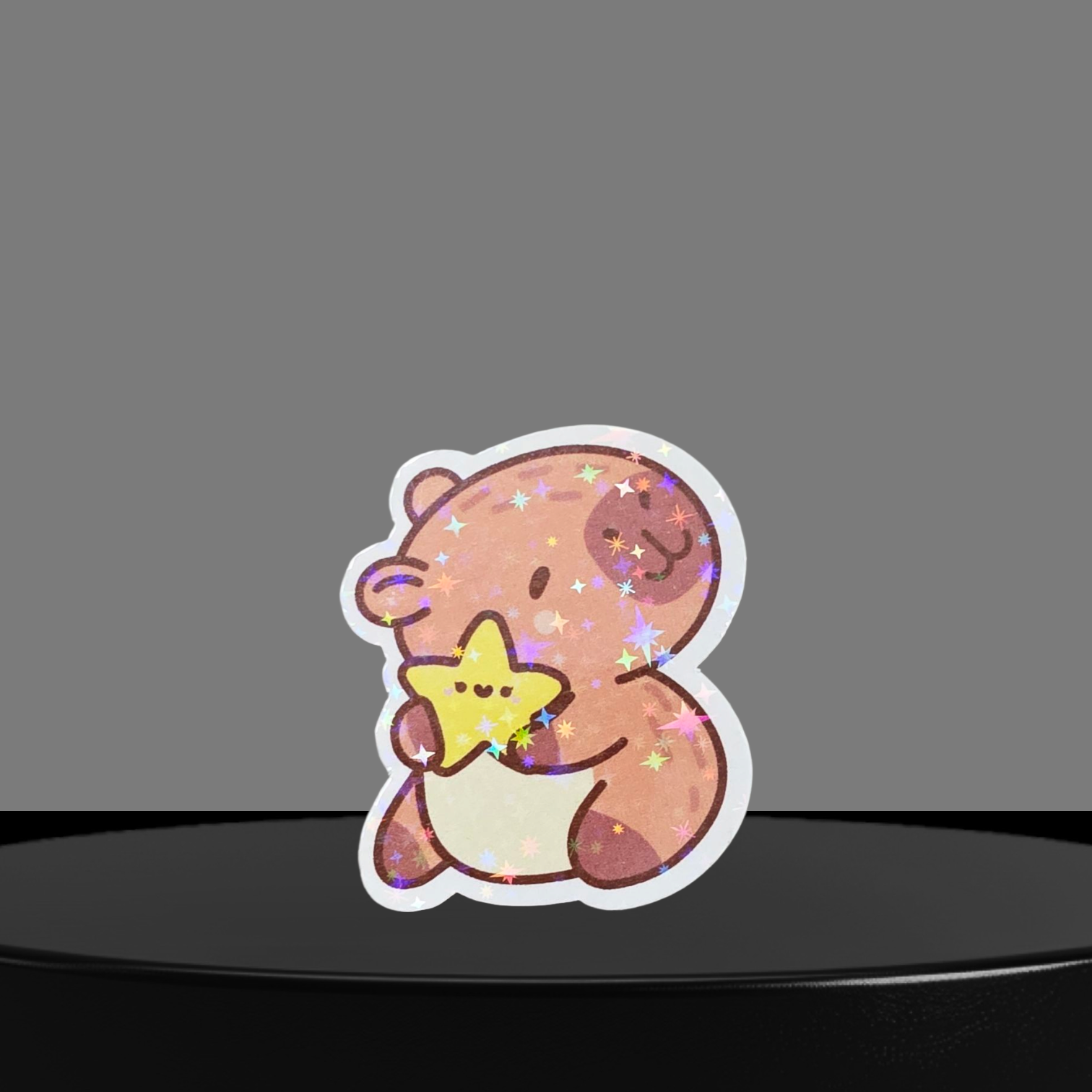 Capybara mit Stern Glitzer Sticker