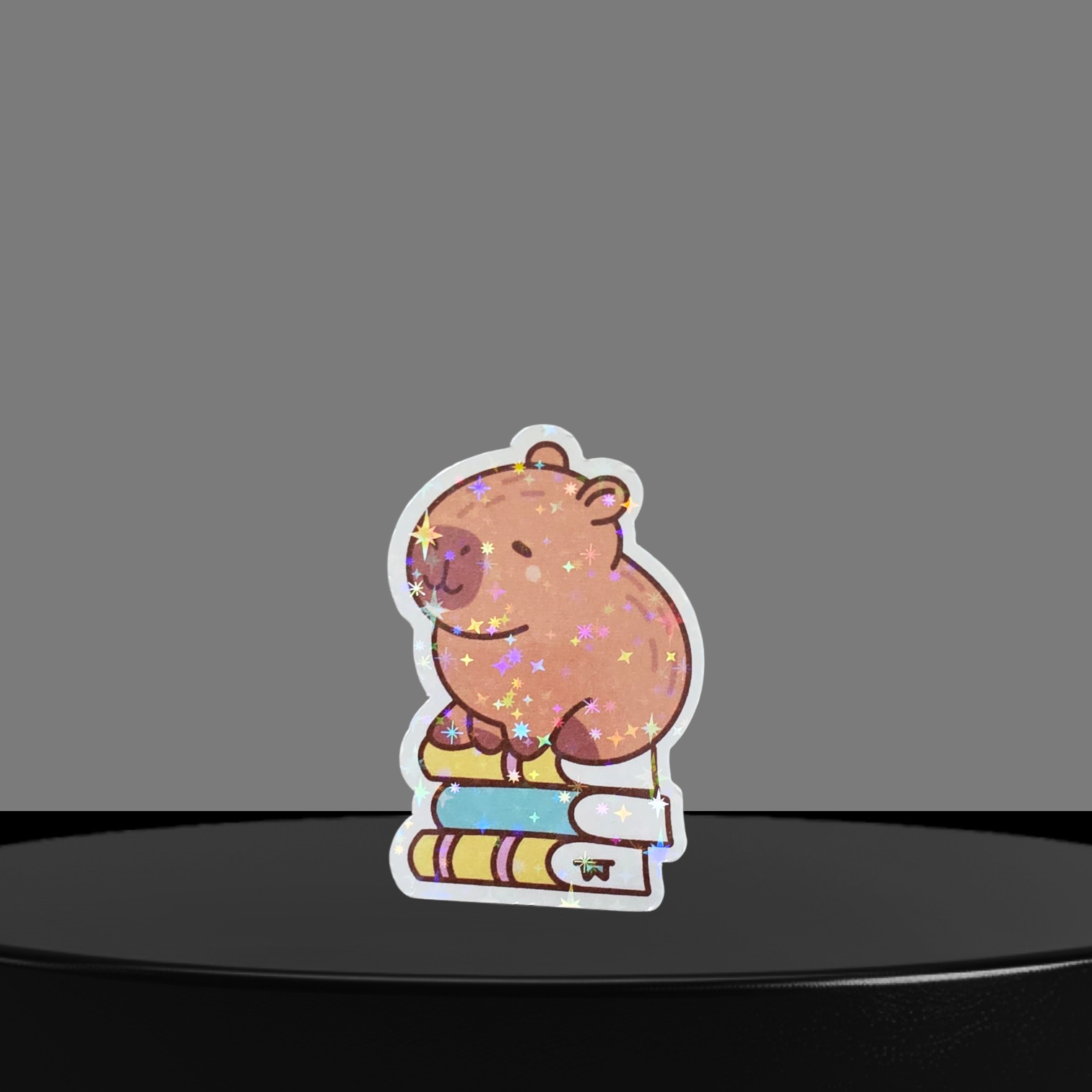 Capybara mit Bücher Glitzer Sticker