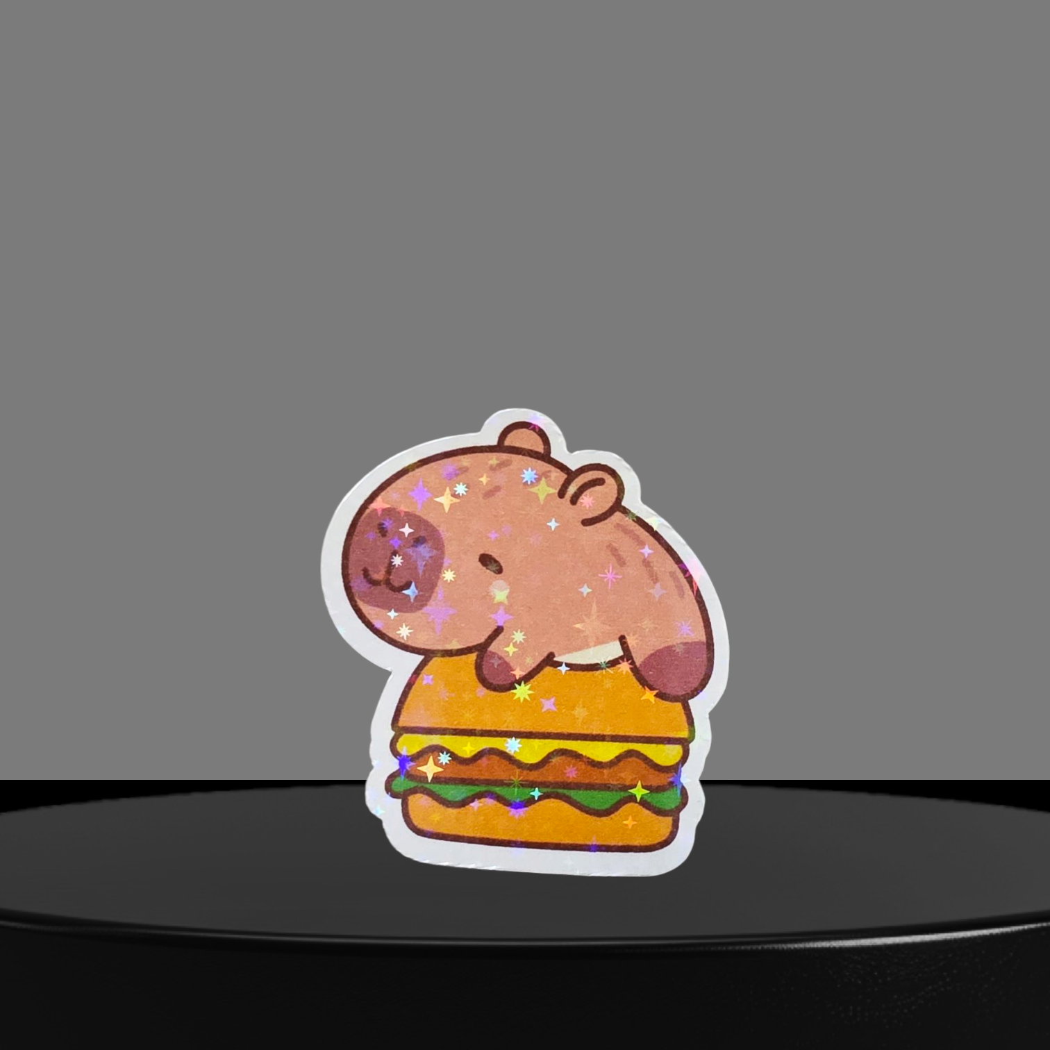 Capybara mit Burger Glitzer Sticker