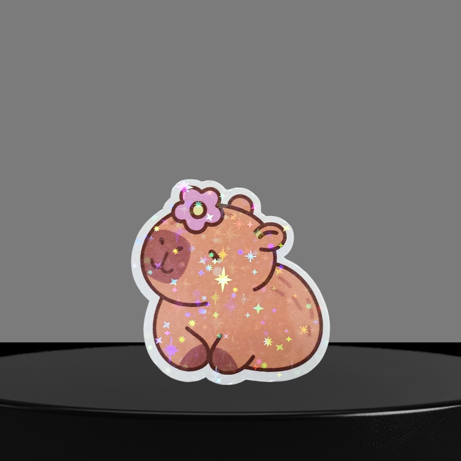 Capybara mit Blume Glitzer Sticker