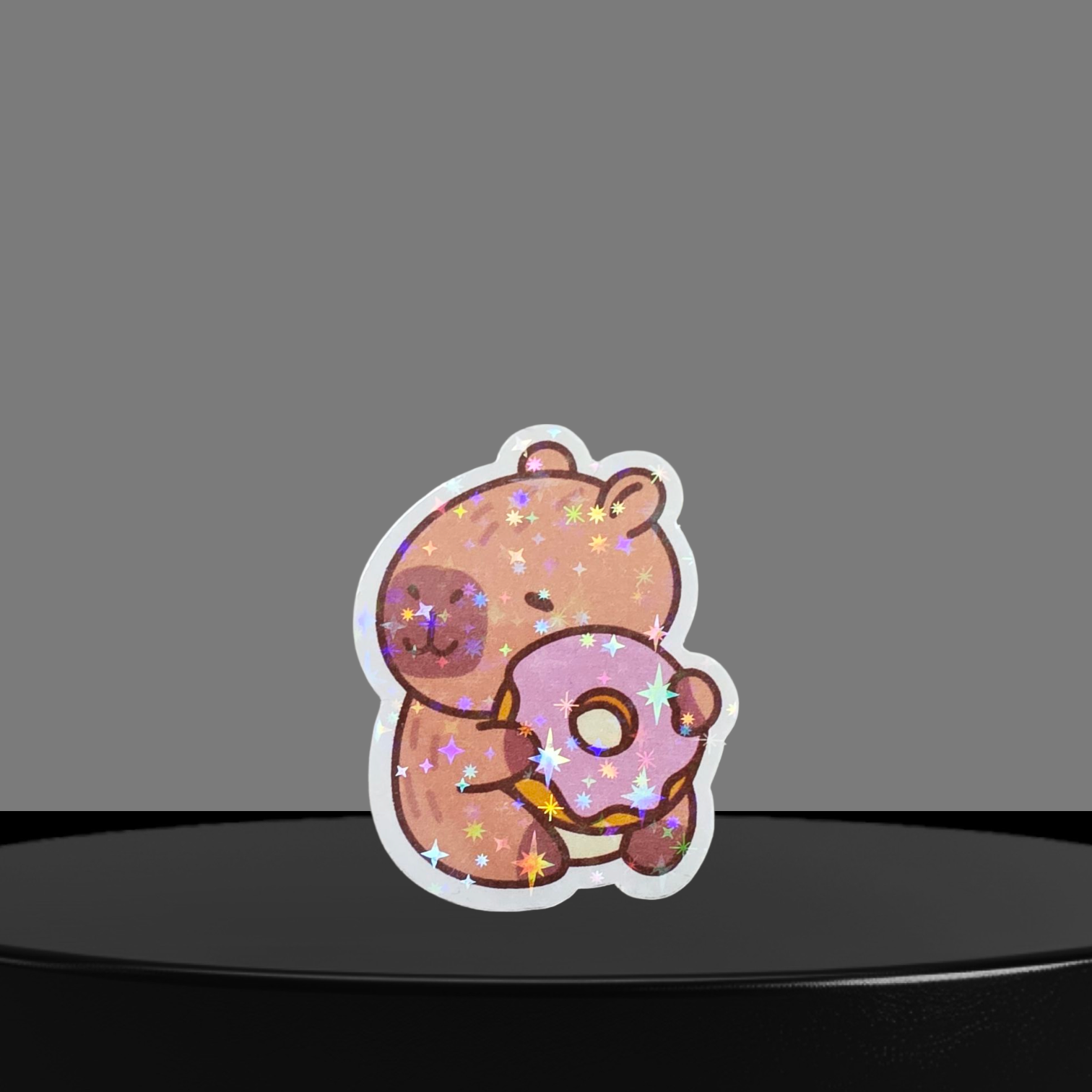 Capybara mit Donut Glitzer Sticker