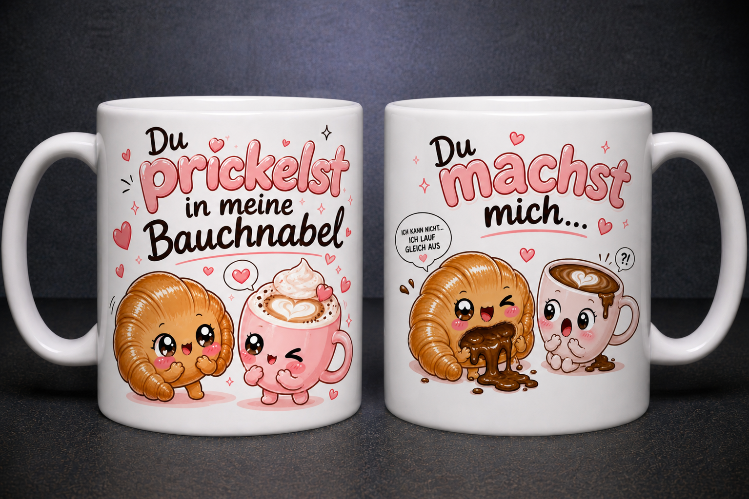 Croissant und Kaffee Tasse