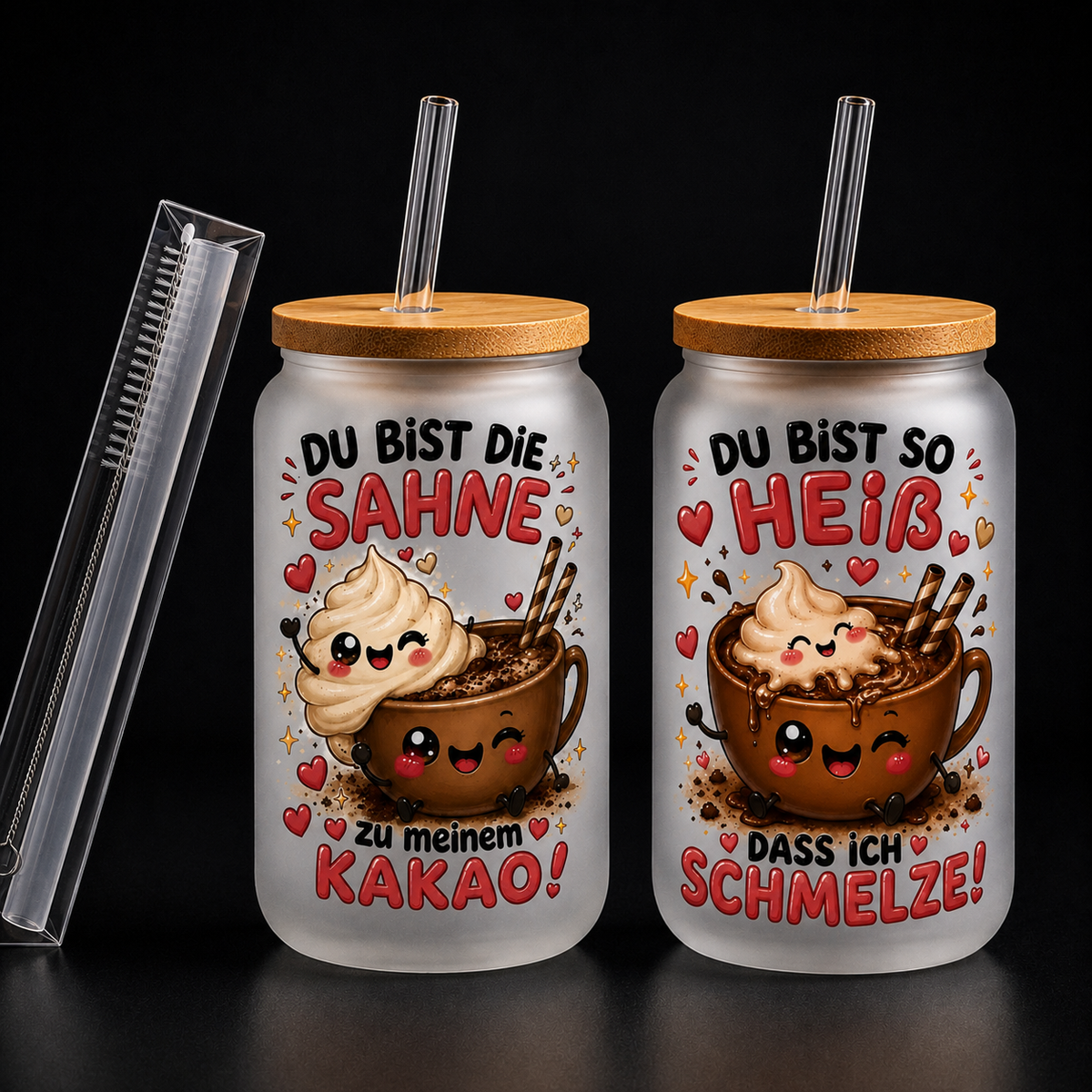 Milchglas Sahne und Kakao