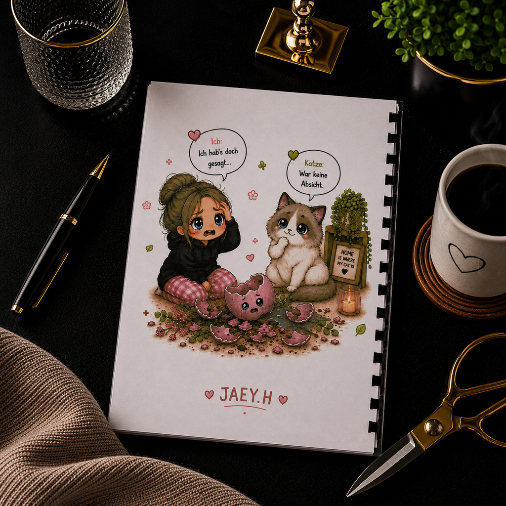 Notizbuch Katze & Vase